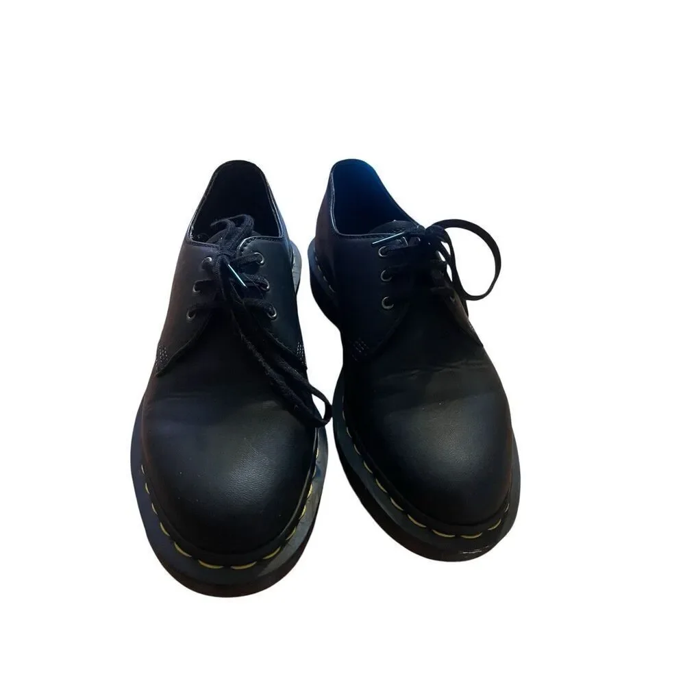 Doc Martens 14046 Black Vegan Leather Lace Up 3-Eye Oxfords Men 7 Women 8 EU 39